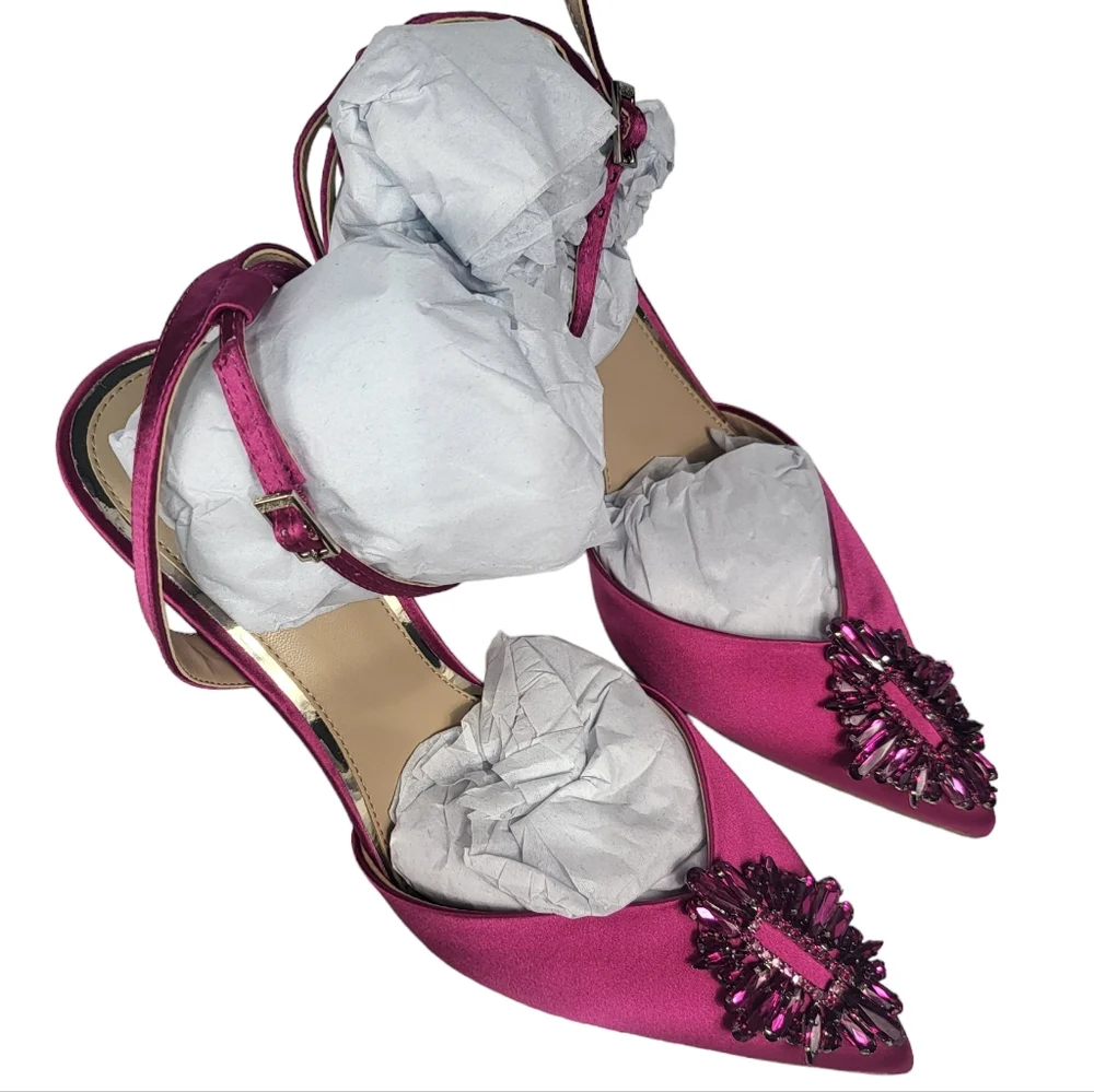 Jewel Badgley Mischka Gaby Evening Pumps Bright Pink 9 - Picture 3 of 4